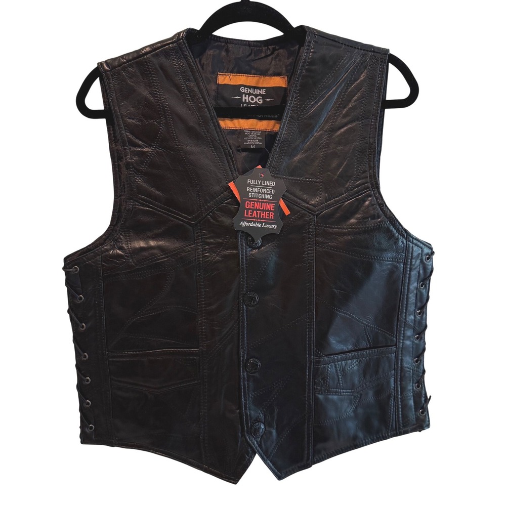 Black Leather Men's Vest